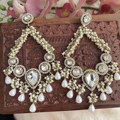 Vriksham Designer Pearl Embellished ChandBali Festive Earrings -G20126