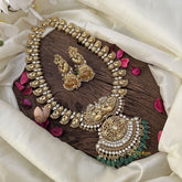 Vriksham Exclusive Dual Peacock with Pendant maanga haram-Green Bead-G16151