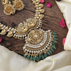 Vriksham Exclusive Dual Peacock with Pendant maanga haram-Green Bead-G16151