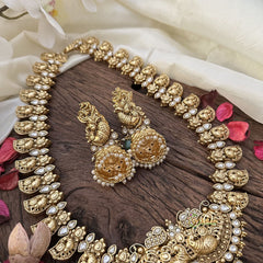 Vriksham Exclusive Dual Peacock with Pendant maanga haram-Green Bead-G16151