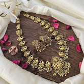 Vriksham Gold Look Alike Premium Lakshmi Peacock Neckpiece-Pearl-G16148