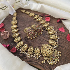 Vriksham Gold Look Alike Premium Lakshmi Peacock Neckpiece-Pearl-G16148