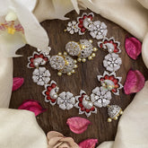 Vriksham AD Stone Floral Short Neckpiece-Red-G16361