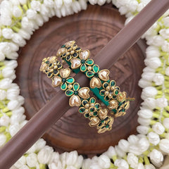 Vriksham Elegant Green Emerald Floral Golden Touch Style Bangles-G20930