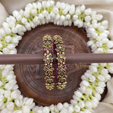 Vriksham Royal Floral Festive Gold-Toned Crystal Bangles-Wine-G20920