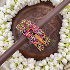 Vriksham Floral Festive Gold-Toned Crystal Bangles-Lavender & Pink-G20924