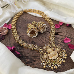 Vriksham Premium AD Stone Lakshmi Haram-Gold Bead-Pearls-G16149