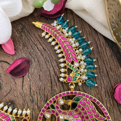 Vriksham Dual Bird Garudabenda Kundan Jadau Hasli Neckpiece-Turquoise Bead-J2826