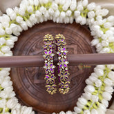 Vriksham Royal Floral Festive Gold-Toned Crystal Bangles-Purple-G20919