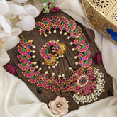 Vriksham Dual Peacock Pendant Kundan Jadau Neckpiece-White Pearl-J2827