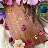 Vriksham CZ Studded Art Deco Single Pendant Invisible Chain-White Red-KG22260