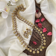 Vriksham Premium Lakshmi Kaasumala Long Neckpiece-Red Green-G16154