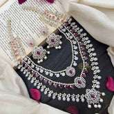 Vriksham Royal Red AD Stones 3 Layer Bridal Haram Neckpiece-G20220