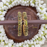 Vriksham Lotus Blossom Gold Floral Style Bangles Set-Parrot Green-G20916