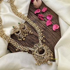 Vriksham Exquisite Floral AD Stone Long Neckpiece-Golden Bead-G16157