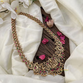 Vriksham Exclusive Lakshmi with Peacock Long Neckpiece-Red Green- G16144