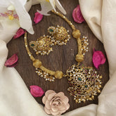 Vriksham Premium Hasli Style Choker Short Neckpiece-Gold and White Pearl-G16258