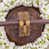 Vriksham Classic Swastik With Floral Golden Detailing Style Bangles-Pink Green-G20932