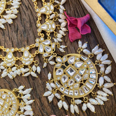 Vriksham Antique White Kundan Jadau Short Neckpiece-Rice Pearl-J2824