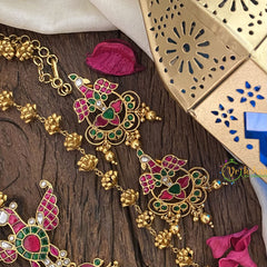 Vriksham Gold Look Alike Peacock Pendant Moggapu Chain-J2828