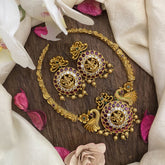 Vriksham Lakshmi With Dual Peacock Hasli Style Choker Short Neckpiece-G16259