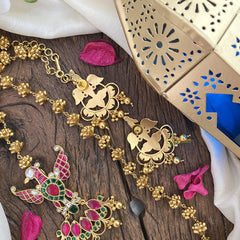 Vriksham Gold Look Alike Peacock Pendant Moggapu Chain-J2828