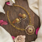 Vriksham Hasli Style Floral Choker Short Neckpiece-Red-G16257