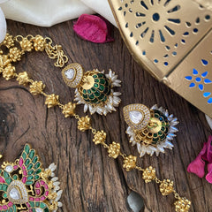 Vriksham Gold Look Alike Phoenix Bird Pendant Moggapu Chain-J2831