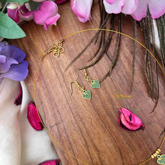 Vriksham Premium Green Heart Style 5 Flexible Pendant Invisible Chain-KG22269