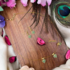 Vriksham Premium Green Heart Style 3 Flexible Pendant Invisible Chain-KG22270