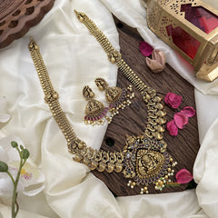 Vriksham Lakshmi with Dual Elephant Kemp Stone Neckpiece-G16179