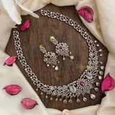 Vriksham Victorian Diamond Short Neckpiece-Red-G16265