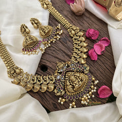 Vriksham Lakshmi with Dual Elephant Kemp Stone Neckpiece-G16179