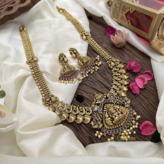 Vriksham Lakshmi with Dual Elephant Kemp Stone Neckpiece-G16179