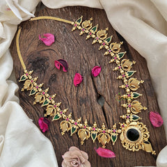 Traditional Kerala Palakka Pendant Haram-Green-G19254