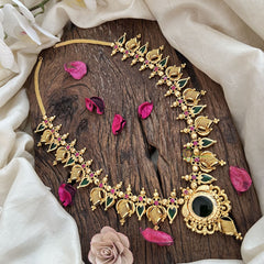 Traditional Kerala Palakka Pendant Haram-Green-G19254