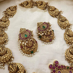 Premium temple Lakshmi Haram -Pearl-G5354