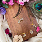 Vriksham Antique Gold-Plated Floral 3 Flexible Pendant Invisible Chain-KG22277