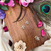 Vriksham Antique Gold-Plated Floral Single Pendant Invisible Chain-KG22278