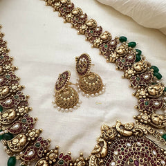 Premium Bridal Haram with Pendant-Green Bead-G7425