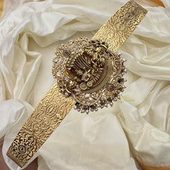 Elegant AD Stone Vishnu Pendant Hipbelt-Pearls & Green Bead-G14577