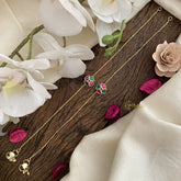 Vriksham Premium Stone Pendant Anklets-Red Green-J2866