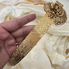 Elegant AD Stone Vishnu Pendant Hipbelt-Pearls & Green Bead-G14577