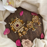 Vriksham Exquisite Dual Peacock Matt Finish Pendant and Earring-Jhumka-G16270