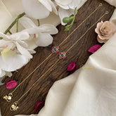 Vriksham Premium Floral Stone Pendant Anklets-Red Green-J2867