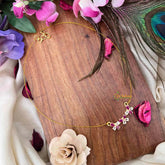 Vriksham Handcrafted Triple Butterfly Motif Pendant Invisible Chain-Red & White-KG22282