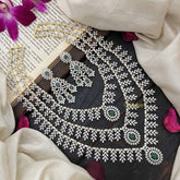 Vriksham Elegant Emerald Green & Triple Layer American Diamond Long Neckpiece-G20232