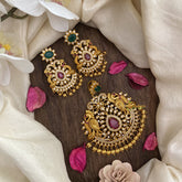 Vriksham Gold Look Alike AD Stone Dual Peacock Pendant and Earring-G16268