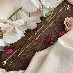 Vriksham Premium Stone Pendant Anklets -3 Stone Red Green-J2863