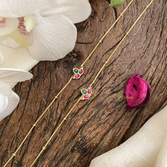 Vriksham Premium Stone Pendant Anklets -3 Stone Red Green-J2863